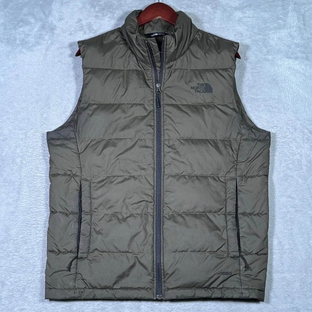 The North Face Vest Mens M Green 550 Down Puffer Full‎ Zip Outdoor Alpz 2.0*